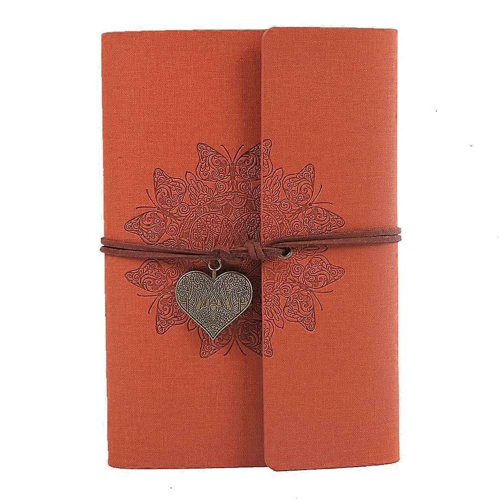 1 Pc A6 Retro Notebook Rope Winded Notebook Loose-Leaf Diary Travel Notebook for Teachers Students (Orange)