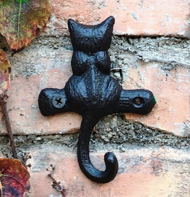 3pcs Cat Logo Hook Cast Iron Rustic Design Wall Hanger Vintage Design Hooks Keys Towels Hook