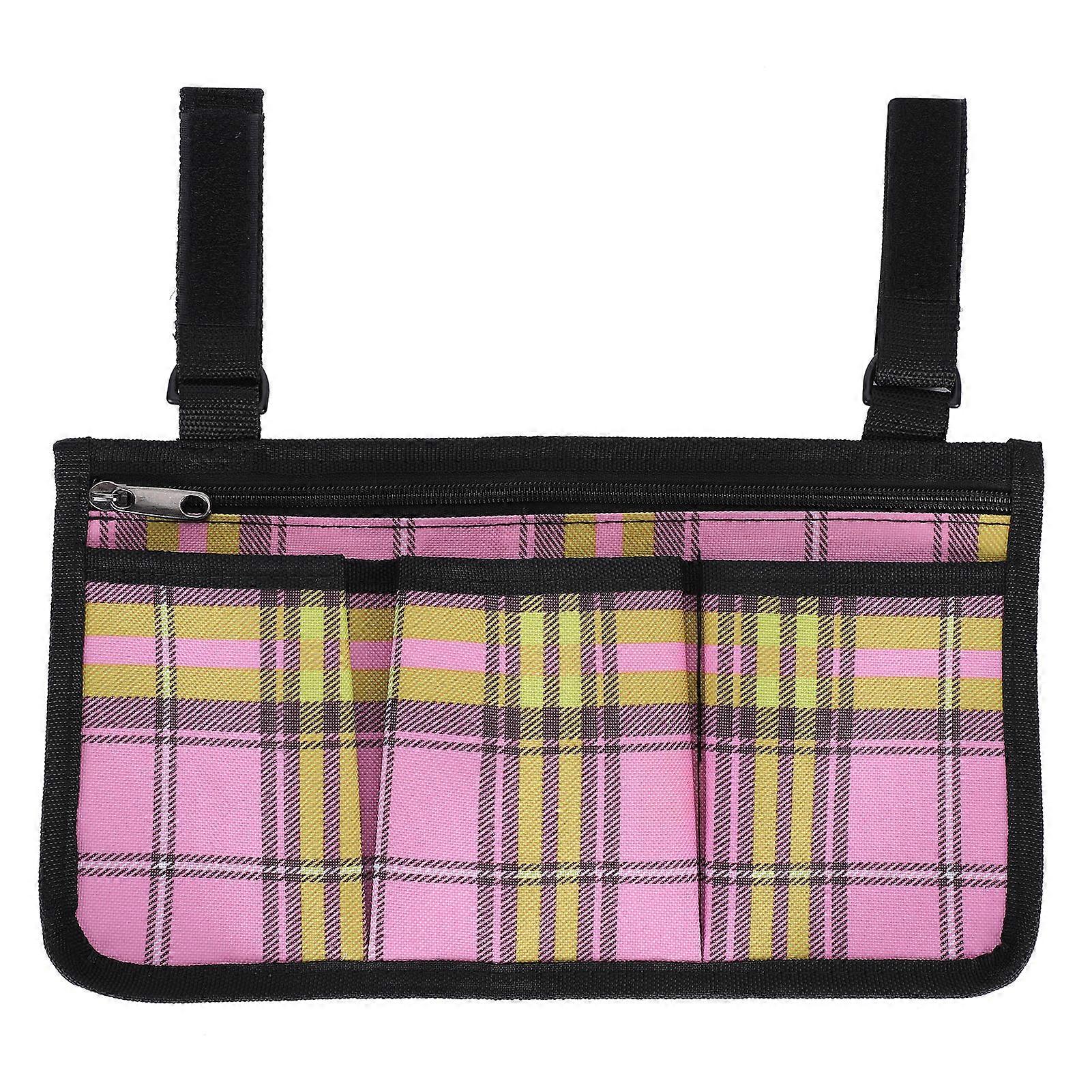 Wheelchair Side Bags Tool Bag Multiple Pocket Storage Pouches Armrest Accessories Rose Red NO.3768
