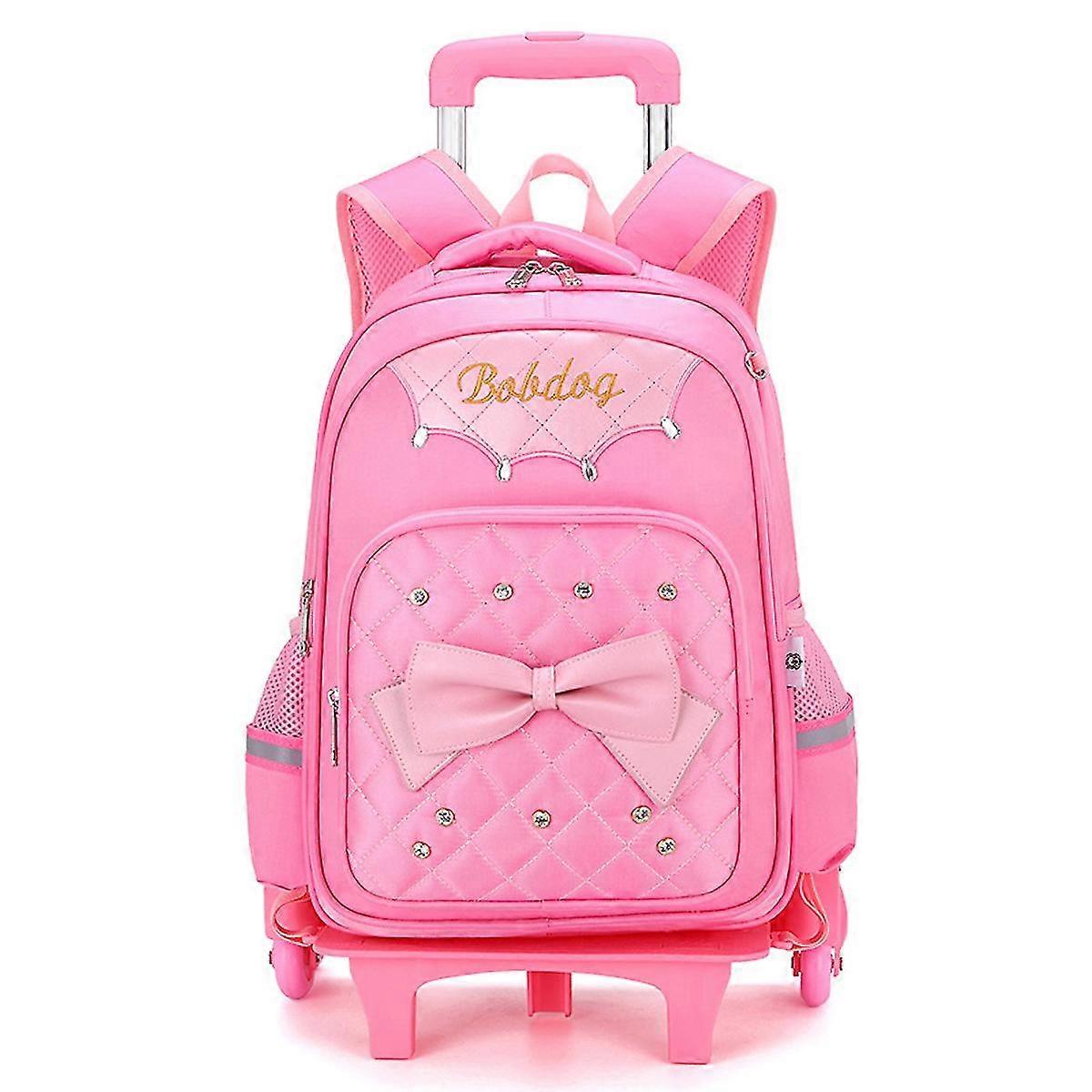 Bowtie Rolling Backpack Waterproof School Bag Step-climbing Backpack For Students