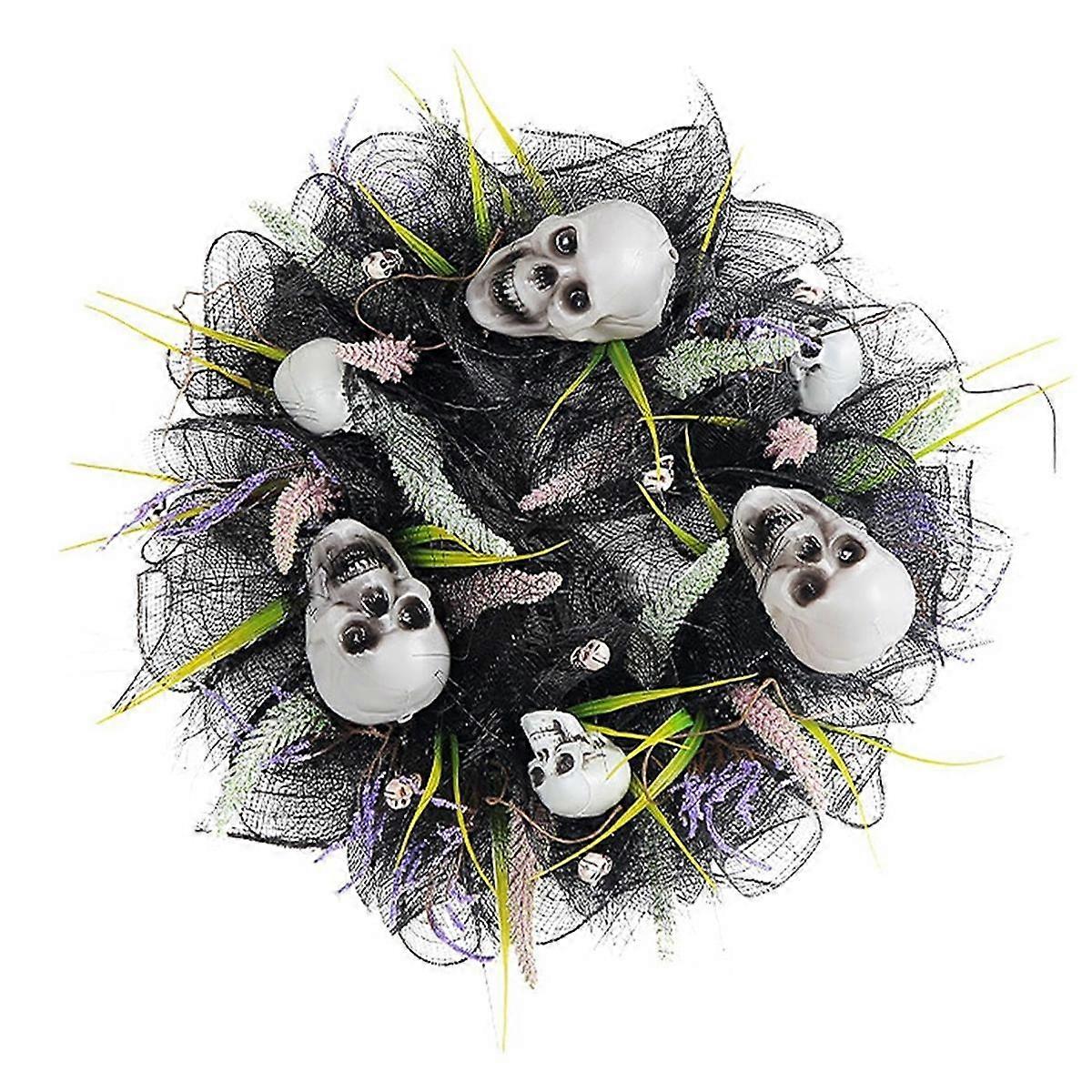 Halloween Skull Wreath, Halloween Wreath, Artificial Skull Wreath for Indoor Party Home