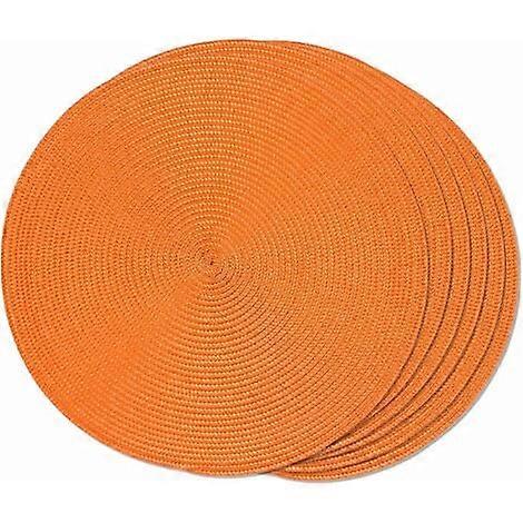 Table  manger Lot de 6 sets de table tresss ronds orange pour tables  manger Sets de table antidrapants lavables tisss 38cm