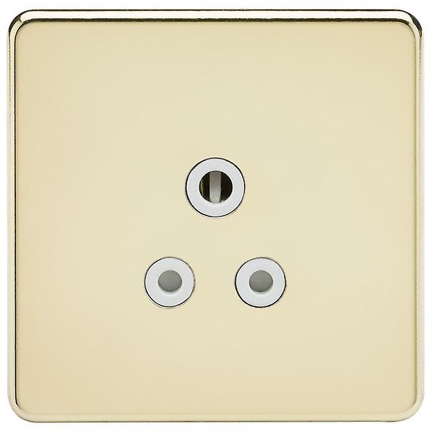 Knightsbridge Screwless 5A Unswitched Socket - Polished Brass with White Insert - SF5APBW