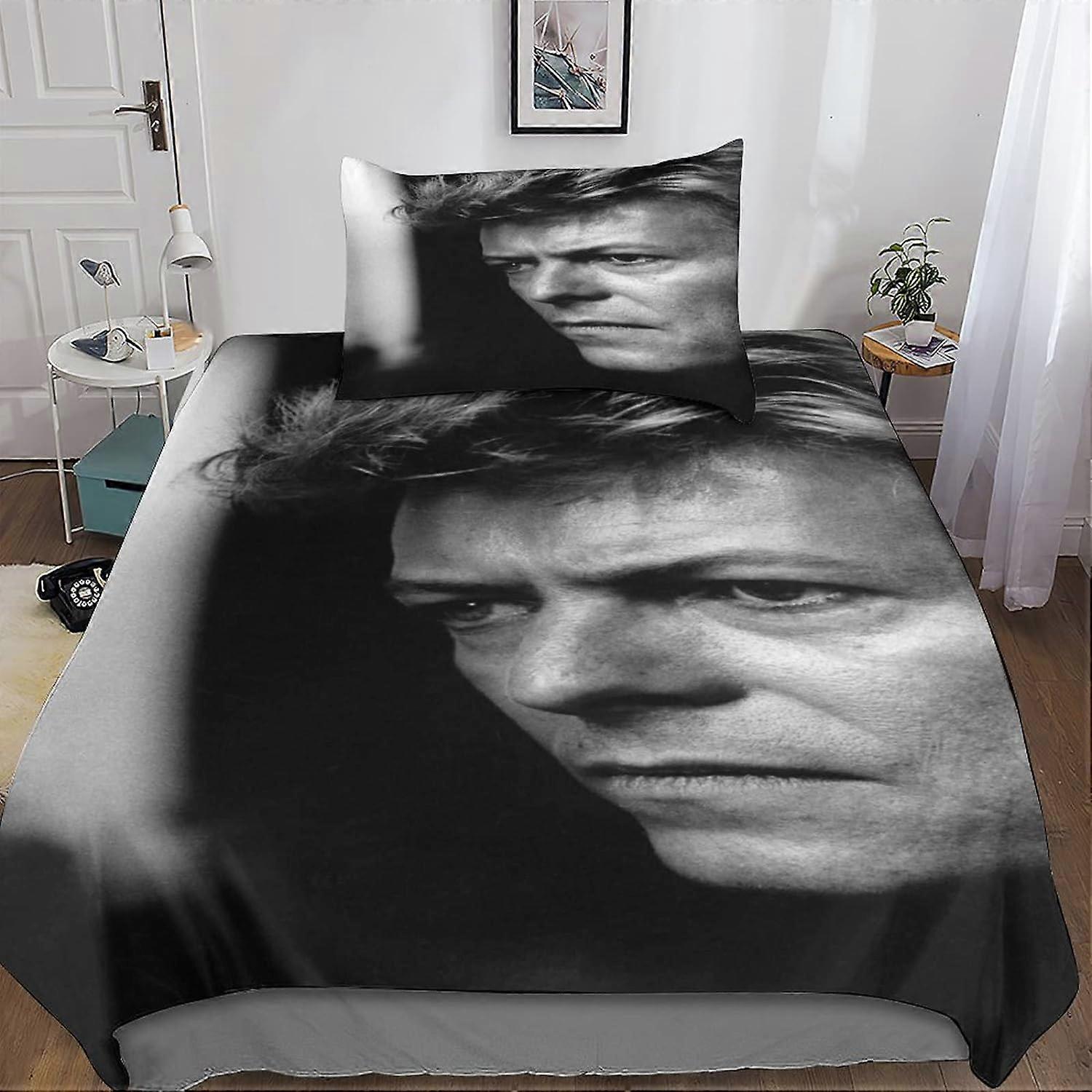 David Bowie beddengoed Set Pieces Rock 'n' Roll Singer dekbedovertrek en kussensloop in katoen Microvezel comfortabel en zacht Simplex 135*200 CM