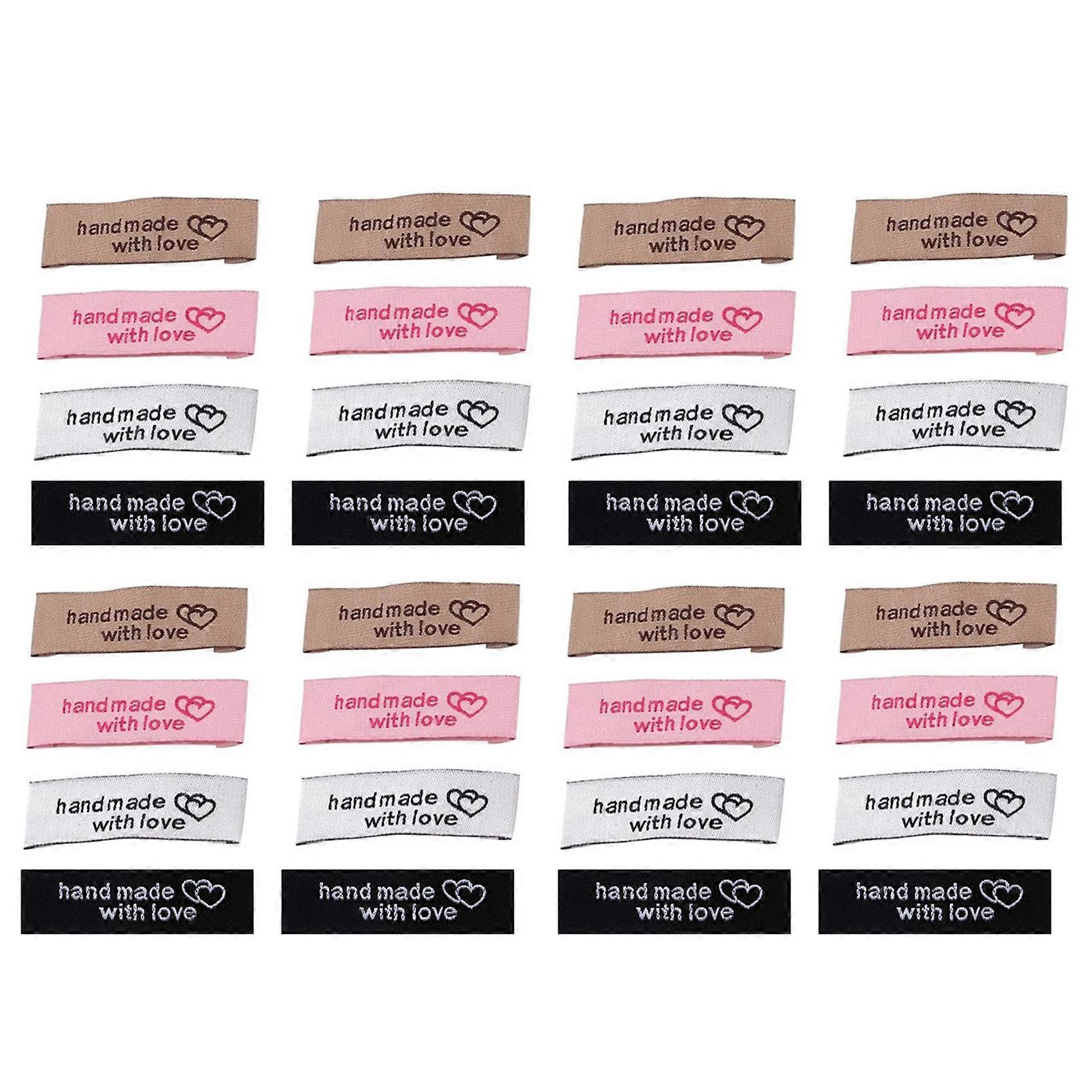 120 Pieces Personalized Sewing Labels Sew on Clothing Labels Handmade Heart Pattern Label Tags