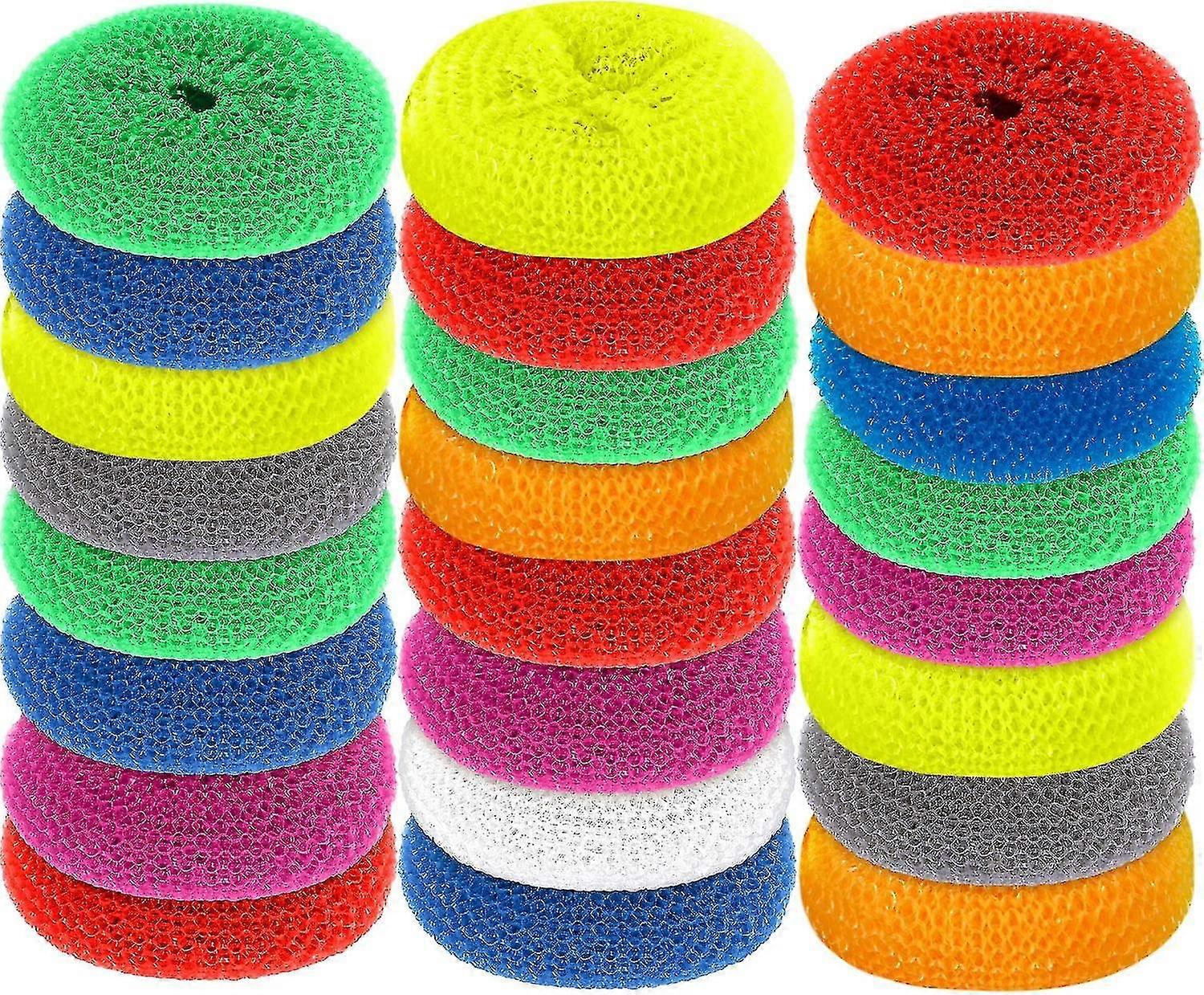 Strofinacci Rotondi Piatti Rotondi Lavapiatti Plastica Antigraffio Lavapiatti Vari colori Scrubber a rete per piatti per cucina (30)