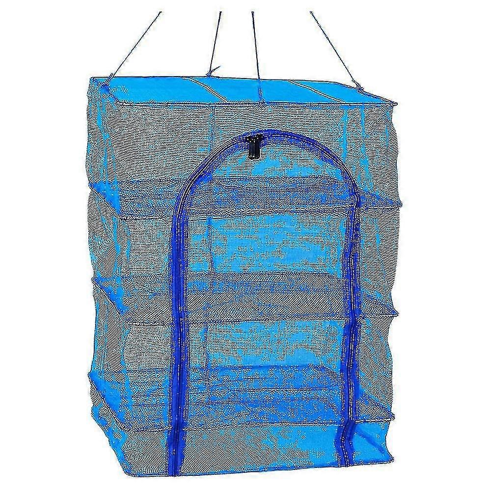 Outdoor Food Screen Foldable Drying Net Hanging Mesh Dryer Square Hanging Mesh Dryer For Shrimp Fish Fruit Vegetables (four-layer 66x45x45cm With Buck