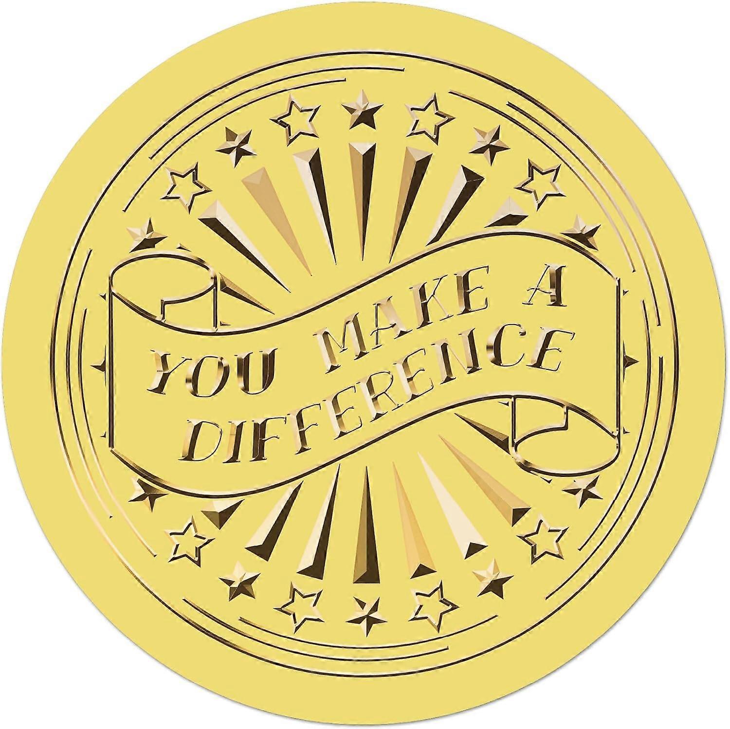 625Pcs You Make a Difference Gold Envelopes Seals Stickers 1.5" Foil Embossed Self Adhesive Certificates Round Labels for Invitation Graduation Award