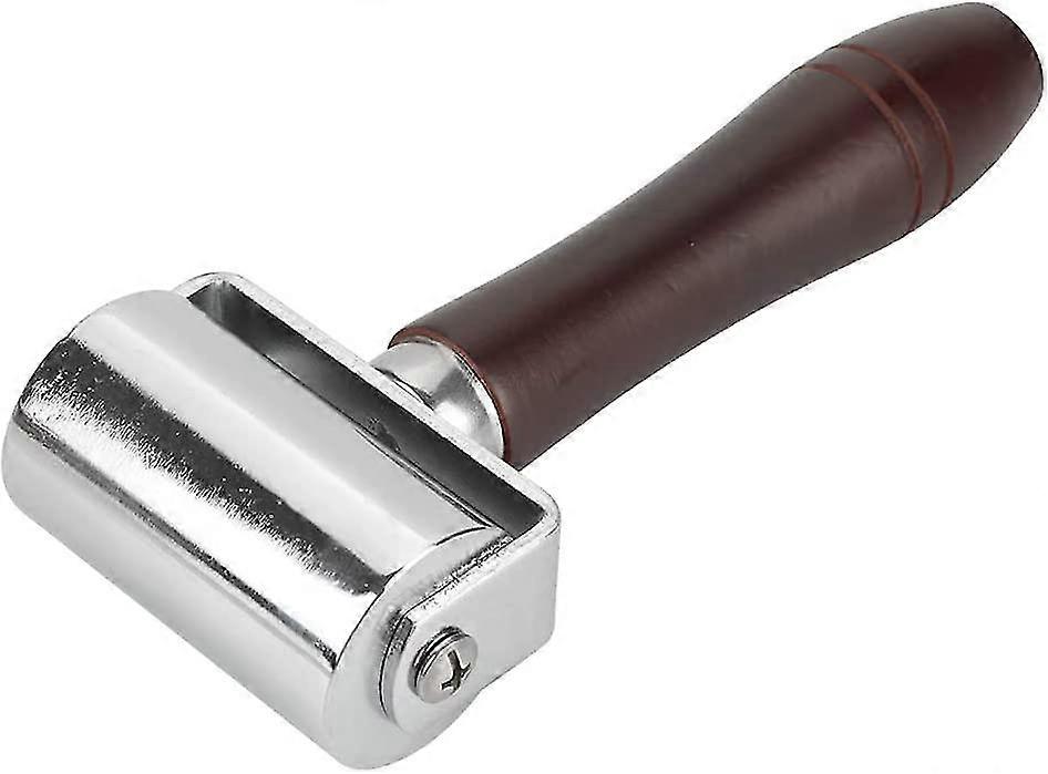 60mm Leather Press Roller High Carbon Steel Solid Leather Edge Roller With Wooden Handle, Glue Laminate Rolling Tool