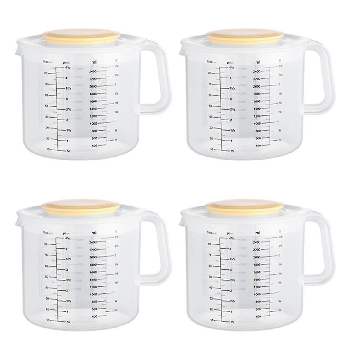 4X Plastic Ounce Measuring Cups and Mixing Pitcher for Baking with Lid Liquid Measuring /Jar in Ml