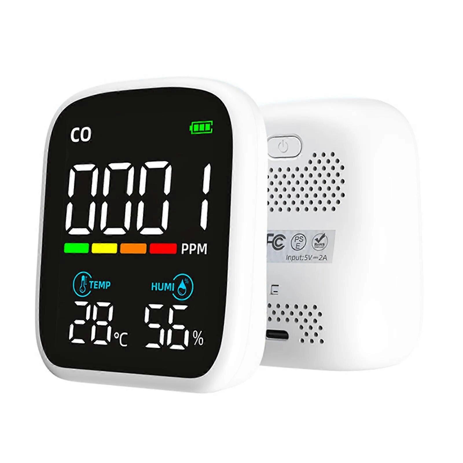 Air Quality Detector 3 In 1 Carbon Monoxide Temperature Humidity Detector Air Quality Monitor Portable for Camping Sleep In Car