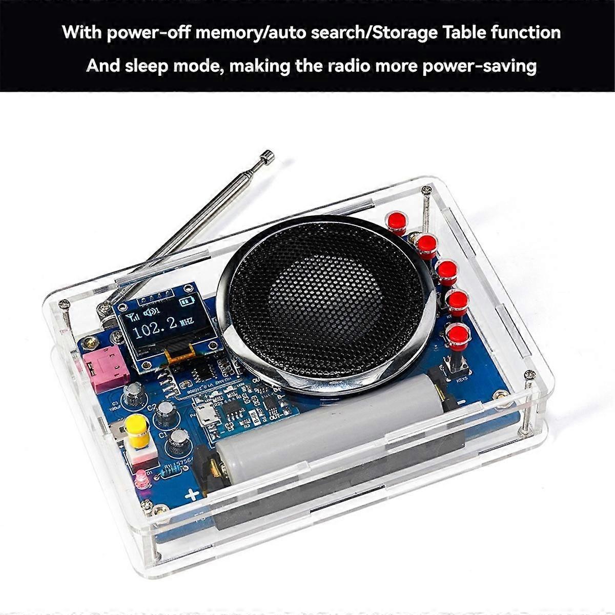 FM Radio DIY Electronic Kit with OLED Display Electronic Welding Practice Assembly Production Kit D