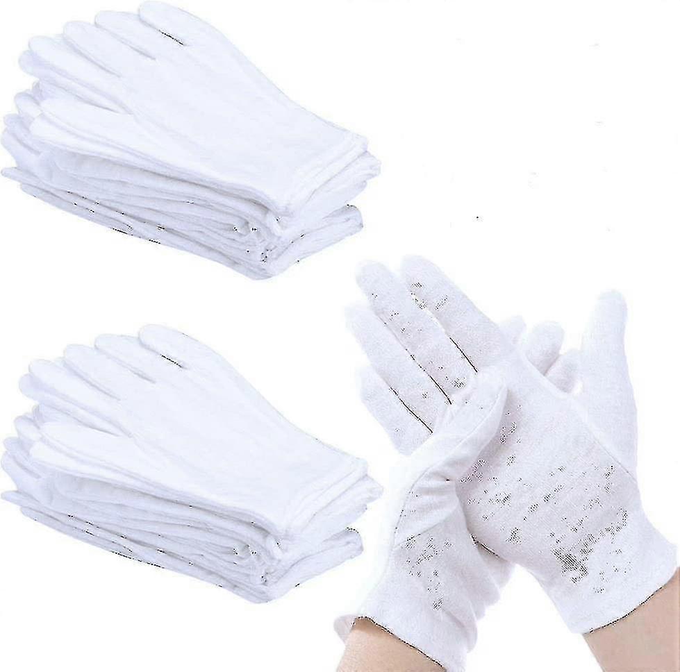 12 pares de guantes de algodón blanco para inspeccionar joyas