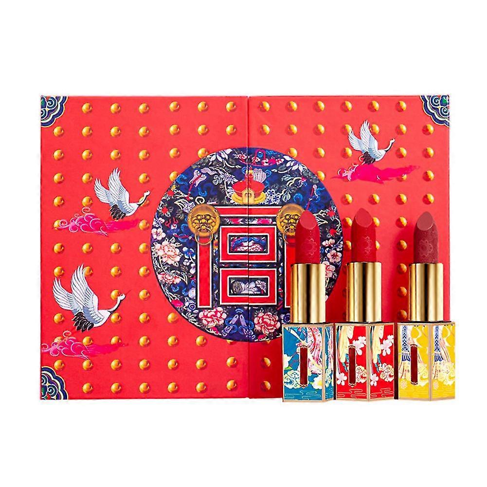 7 قطع / مجموعة المخملية ماتي ترطيب النمط الصيني أحمر الشفاه كيت هدايا للماء