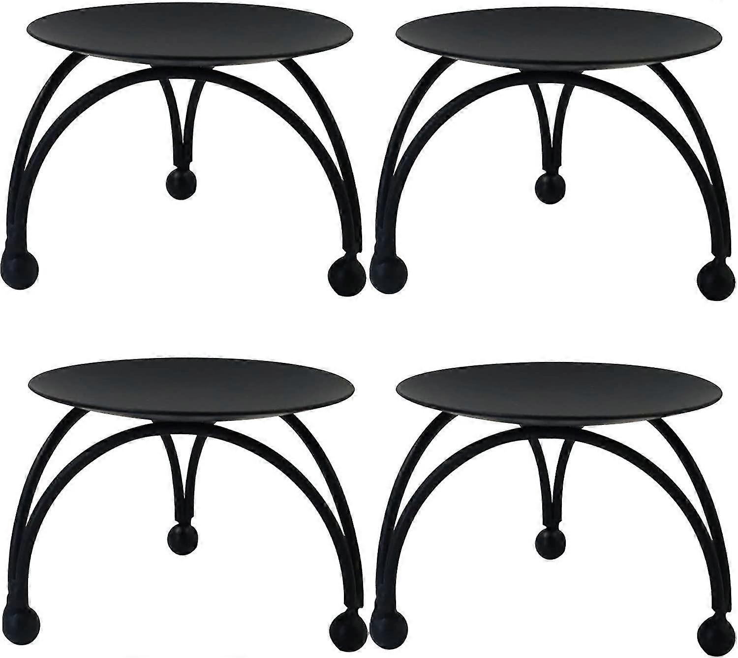 4 Pcs Iron Pillar Candle Plate