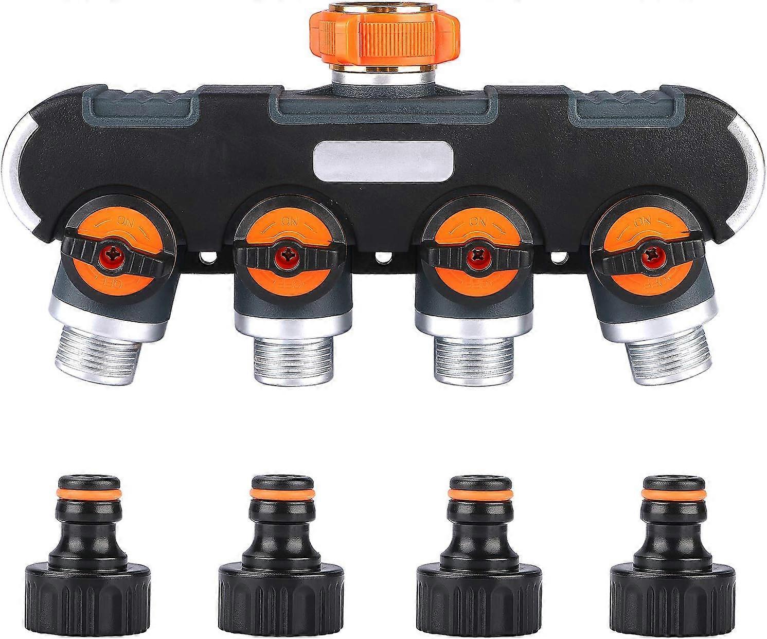 4 طريقة حديقة خرطوم الفاصل ، الموزع في الهواء الطلق المرافق أربعة قنوات موزع المياه ، موصل صنبور مطاطي مريح للحديقة والحياة المنزلية