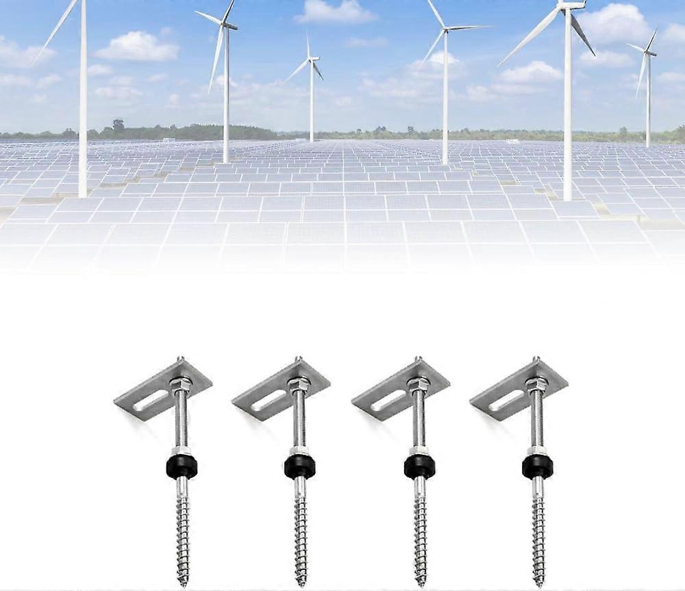 Stokschroeven M10, 6 stuks 200 mm stokschroeven met adapterplaat M10 RVS stokschroeven PV-systeem PV-montagesysteem set