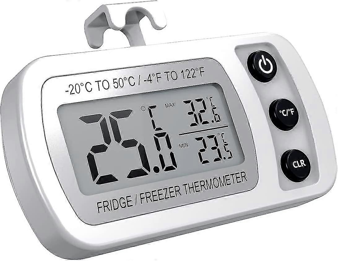 Fridge Thermometer, Digital Freezer Thermometer, Waterproof Refrigerator Thermometer With Max/min Function, Hook, Easy-to-read Lcd Display, For Home