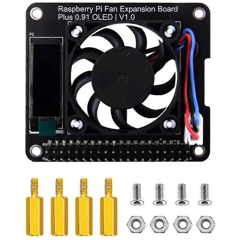 Fan Hat For 4 B,for Pwm Fan Gpio Expansion Board With 0.91inch Oled Display