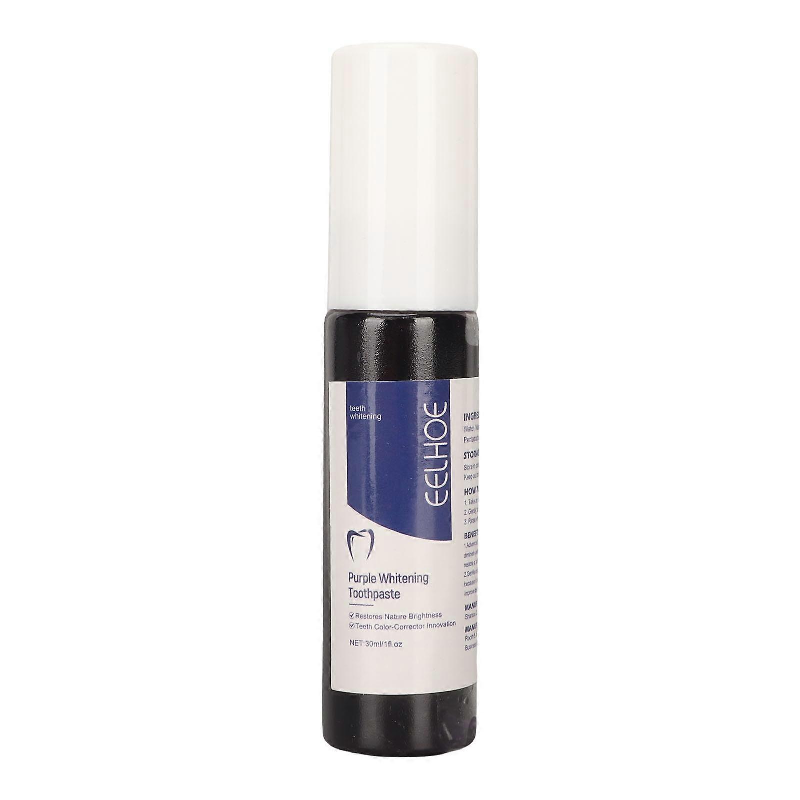 Teeth Whitening Toothpaste Odor Stain Removal Refreshing Dental Care Color Corrector Purple Toothpaste 30ML