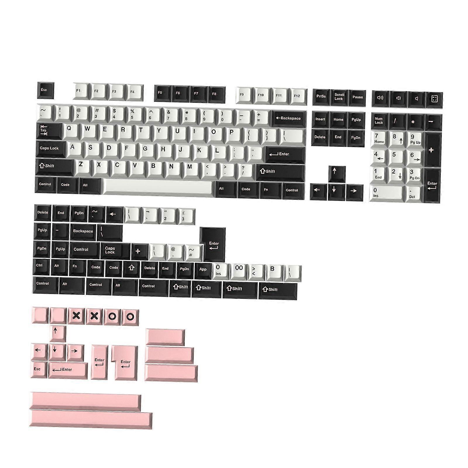 173-Key Keycaps Kits for Cherry MX Switch 84/87/96/98 Black White Pink
