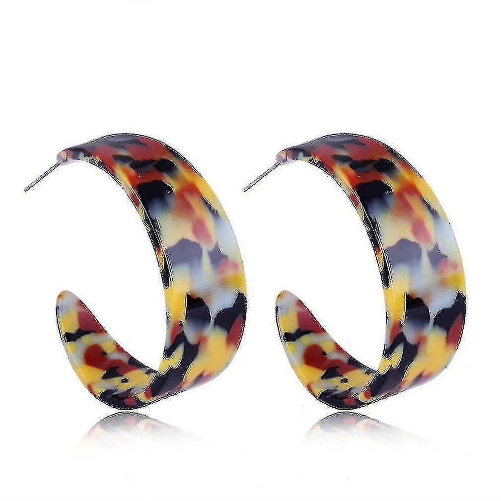 Hmwy-acrylique Acide Acétique Lettre en forme de C Leopard Boucles d’oreilles Femmes Bijoux