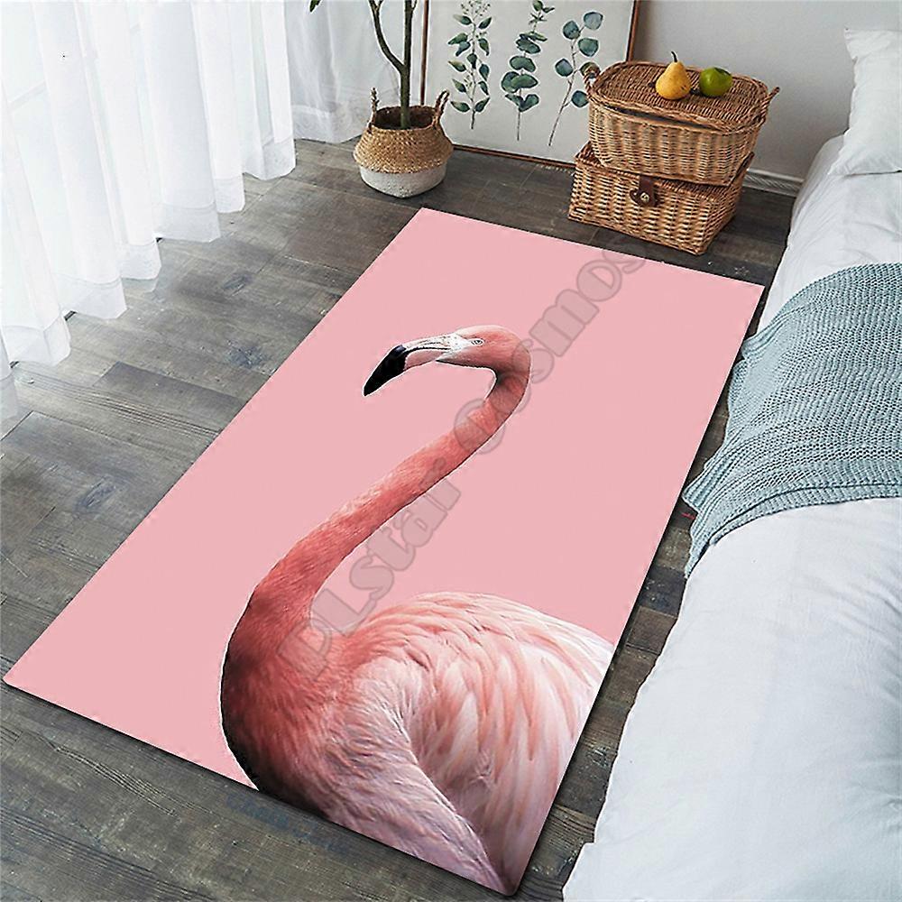 Flamingo tæppe 3D overalt Printet tæppemåtte Stue Flannel Soveværelse Skridsikkert gulvtæppe 01