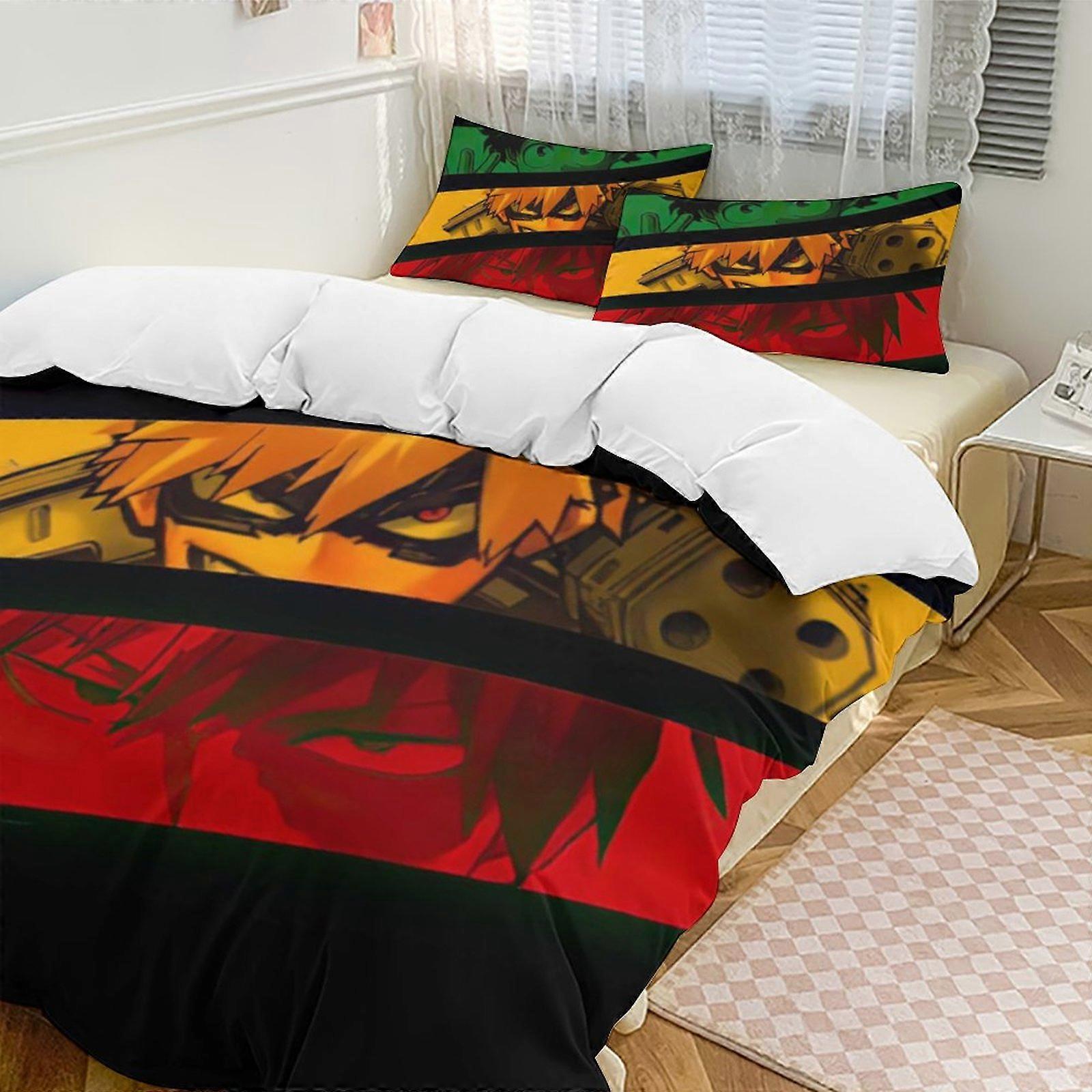 Zm552 My Hero Academia Bedding Set Comfortable and Lightweight Cartoon Bedding 3-Piece Set (Available in Multiple Sizes) Lc552