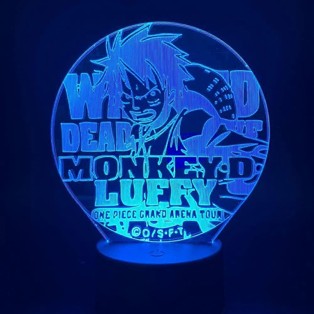 One Piece Luffy 3D Illusion Night Light Lamp Smart Touch, RGB Effect USB Cable Powered Creative 3D Japanese Anime Lamp