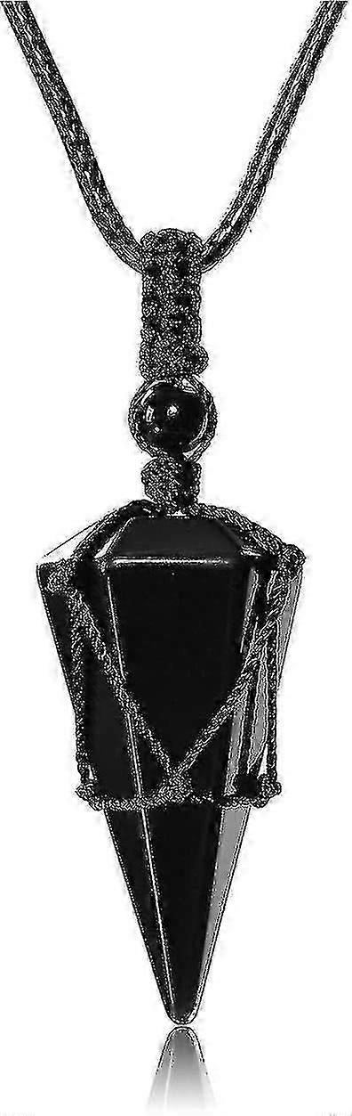 Collier d’obsidienne Divination Collier de guérison Cordon réglable, pierre précieuse Hexagonal Cône Pointu Reiki Chakra Pendentif
