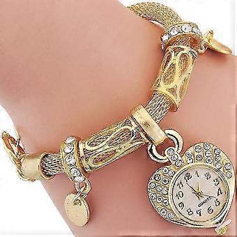 Elegante reloj de pulsera Love Heart para mujer con banda de dijes
