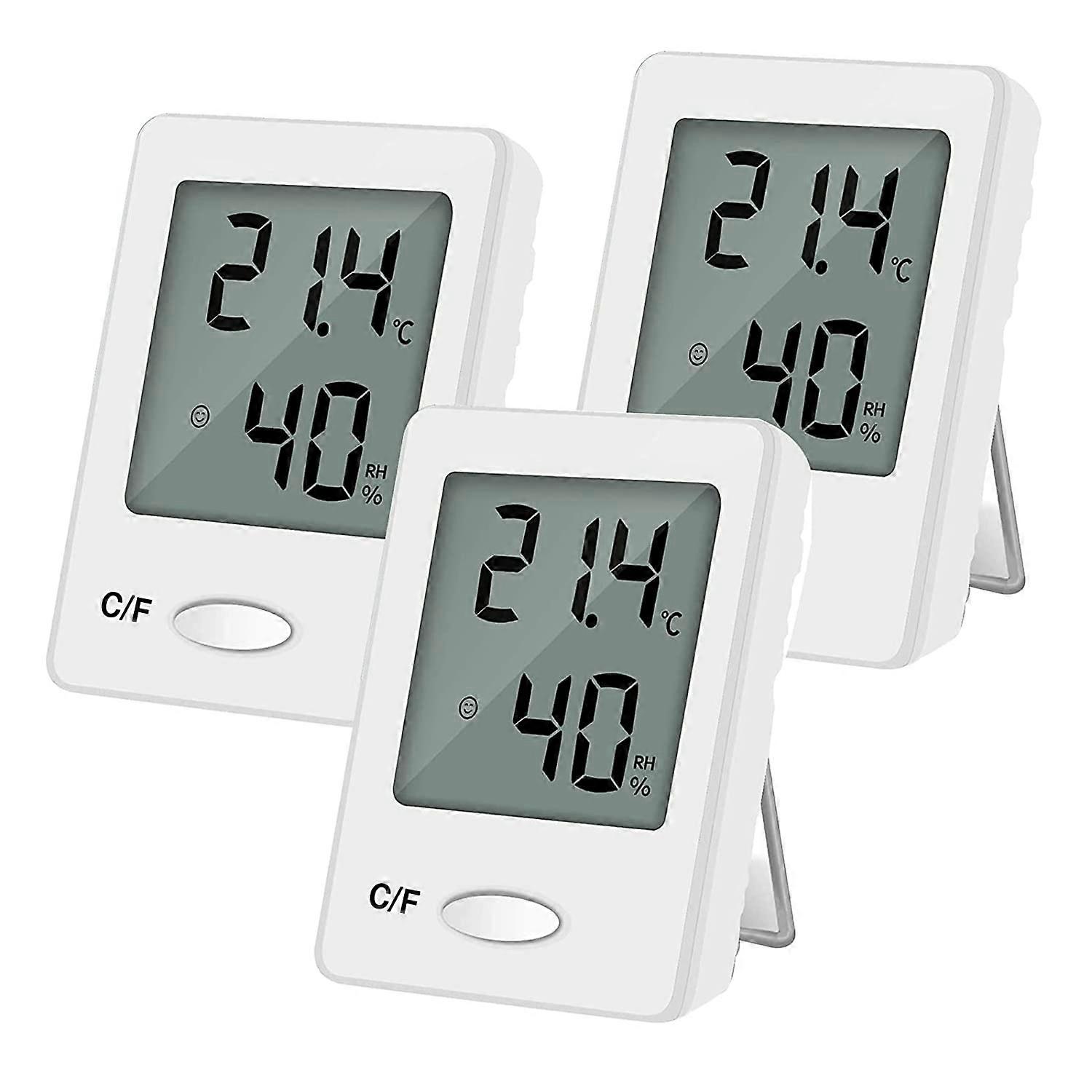 3PCS LCD Thermometer Hygrometer, Portable High Accuracy Digital Indoor Temperature Humidity (white)