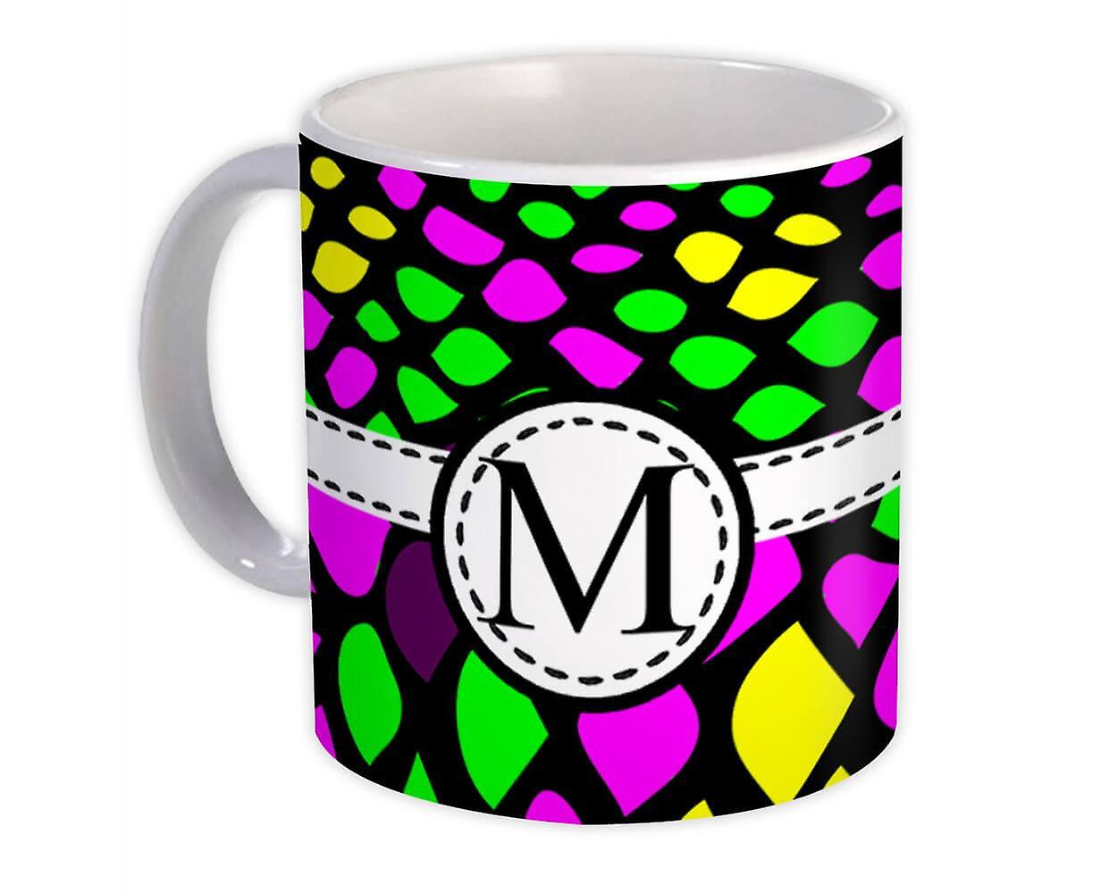 Geschenkbecher: Monogramm Buchstabe M Neon