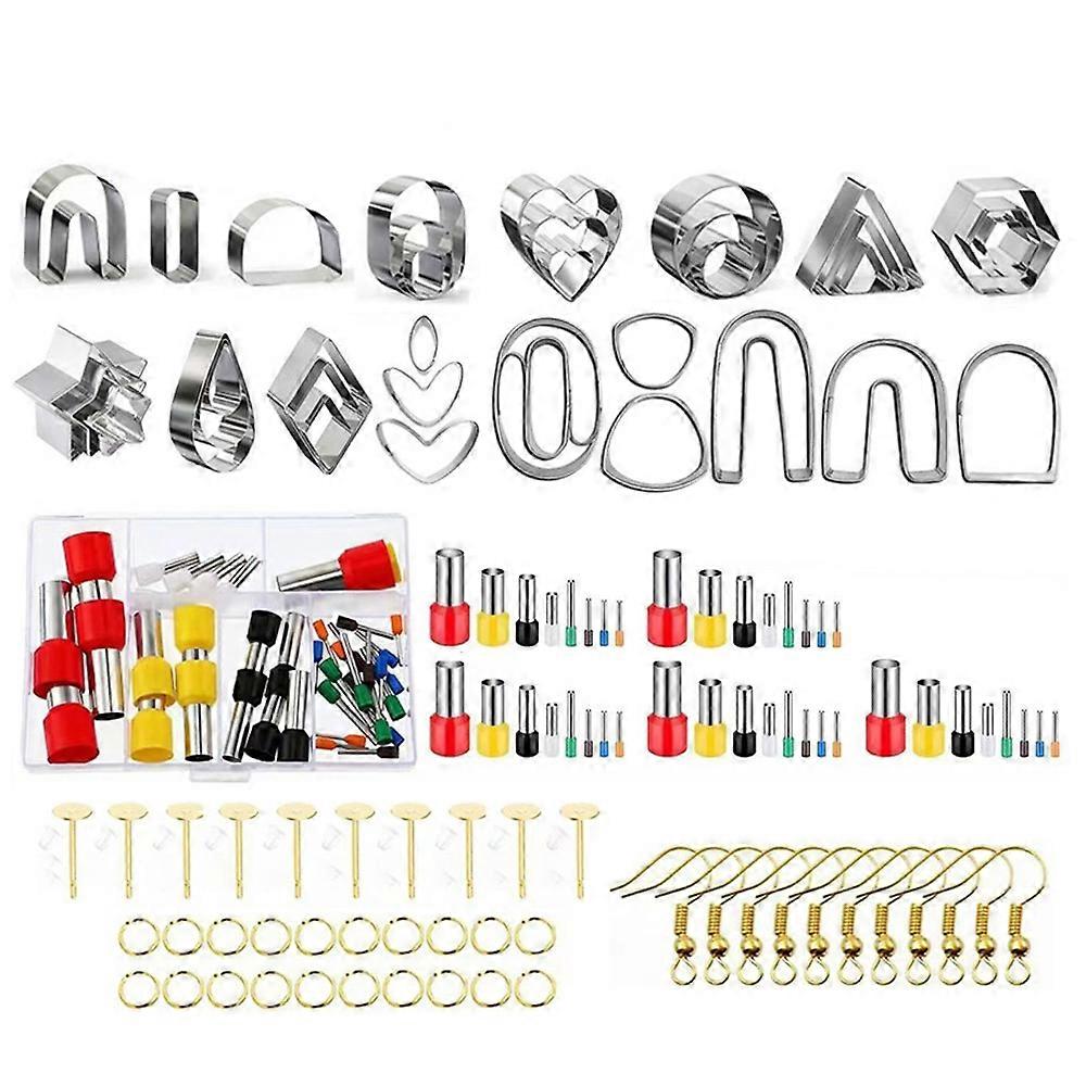 Polymer leire kuttere sett - 126 stk, rustfritt stål øredobber