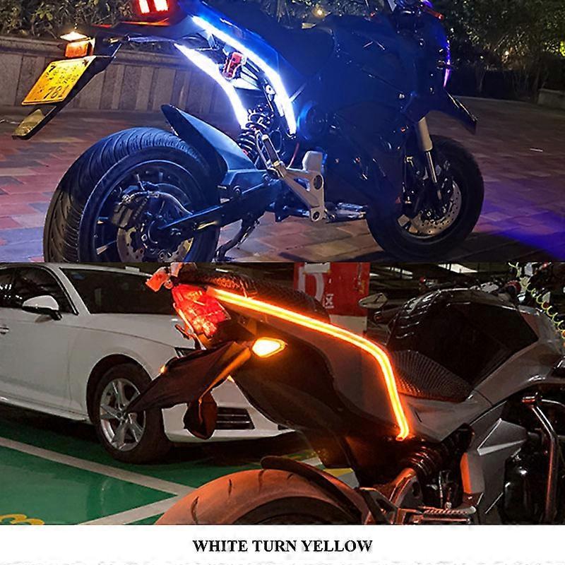 2Pcs Motorcycle Turn Signal Lamp LED Daytime Running Lights Tail Light DRL Waterproof Decoration Strip Motor Brake Flowing Light