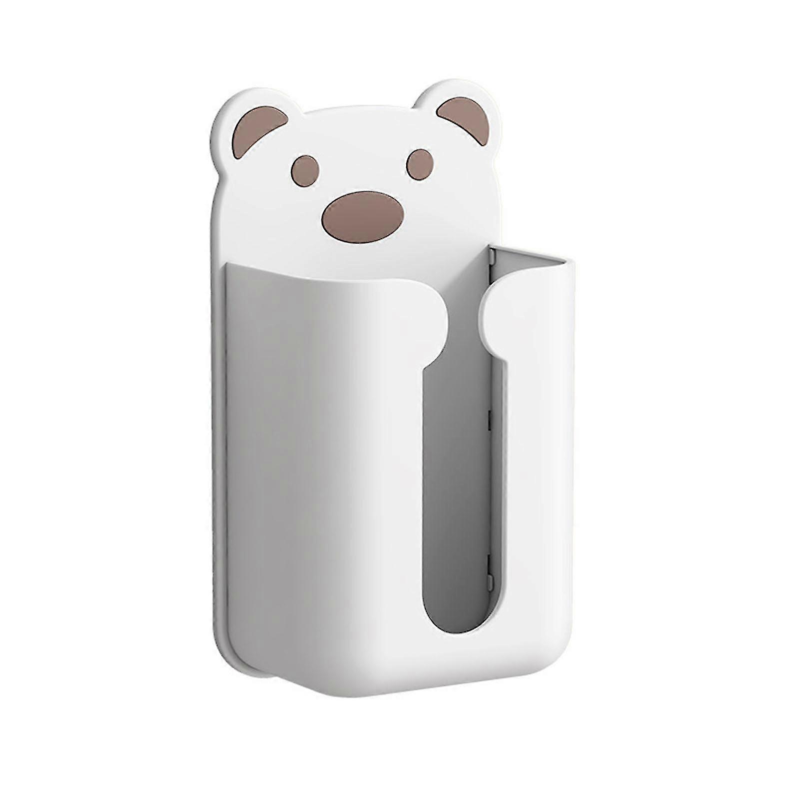 Cute Bear Pattern Wall Mounted Tissue Box - White Bear Brown Plastic Tissue Dispenser for Home Bathroom
