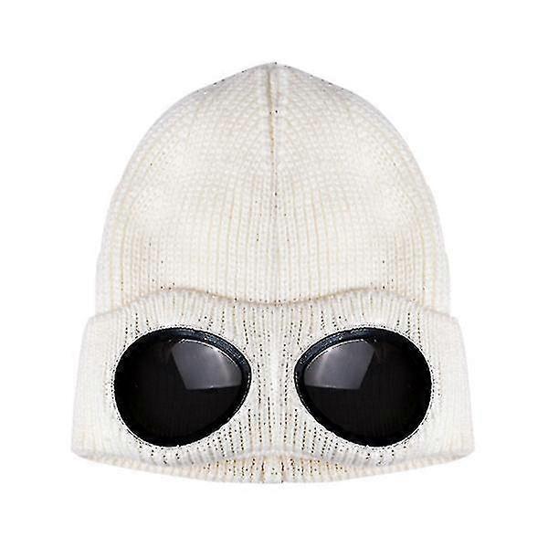 Inverno Cappello a maglia Caldo Berretto Teschio Elastico Maglia Slouchy Bianco