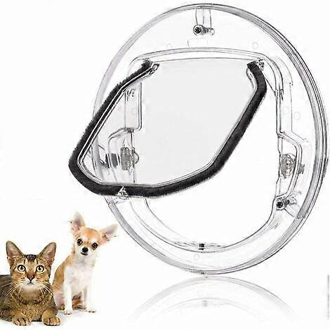 Pet Cat Flap Small Door For Dogs And Cats With 4 Possible Locks Round, White And Transparent Random To Send