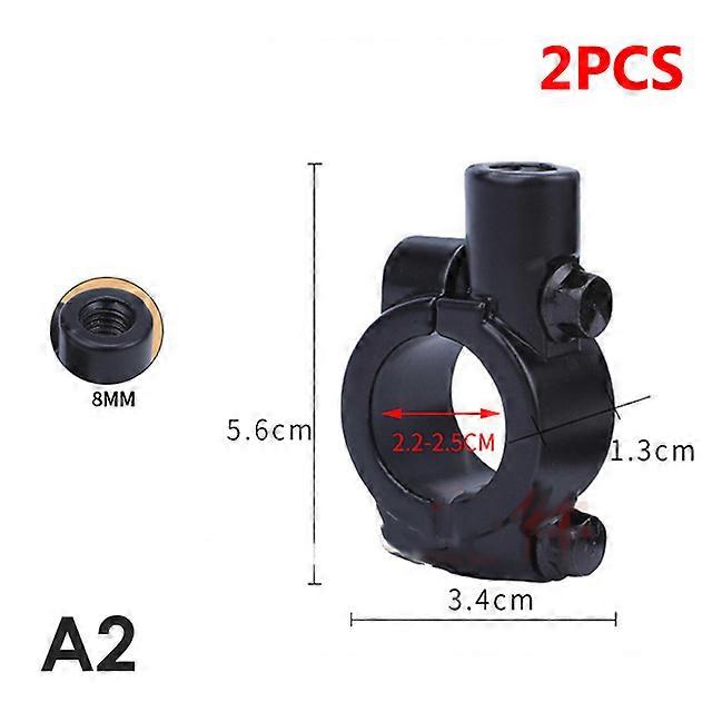 2Pcs 10/8/6mm Threaded Motorcycle Mirror Bracket Adapter Handlebar Bracket Clip
