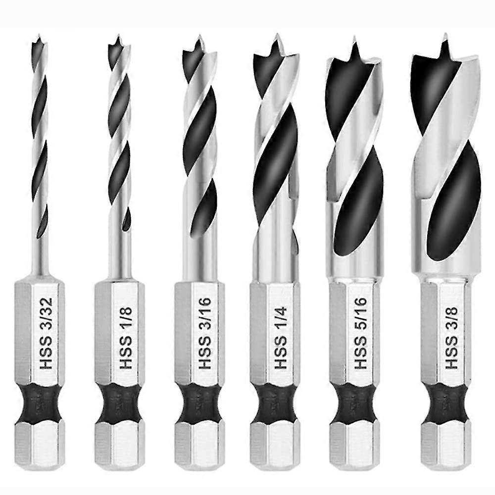 Drill Bits Stubby Set For Wood - 1/4" Quick Change Hex Shank (6pcs)