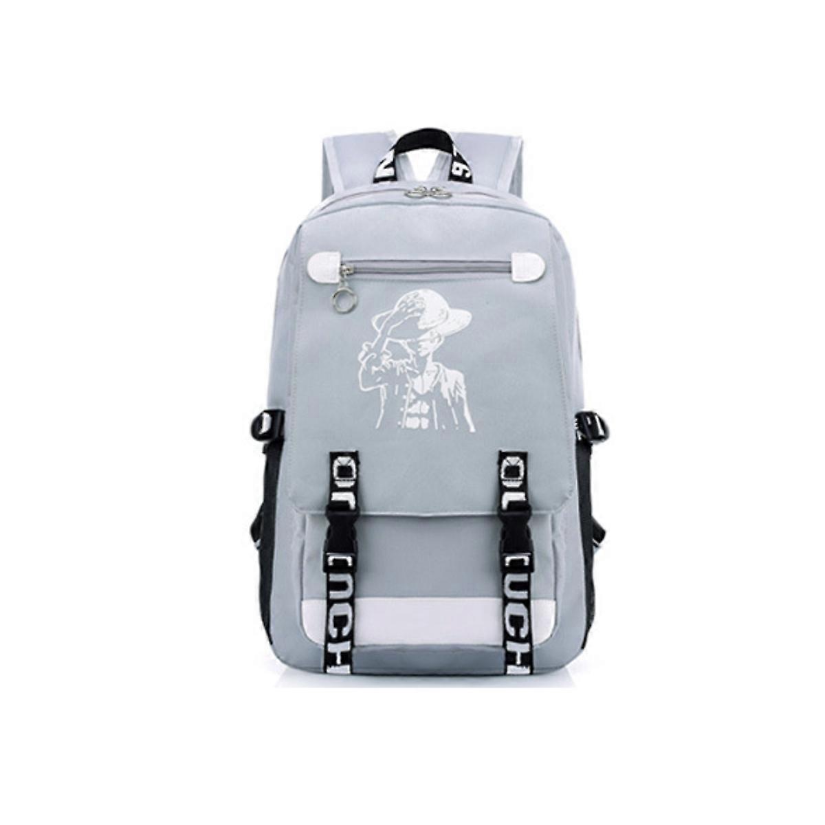 One Piece Backpack Luminous School Bag Grey Nylon Daypack