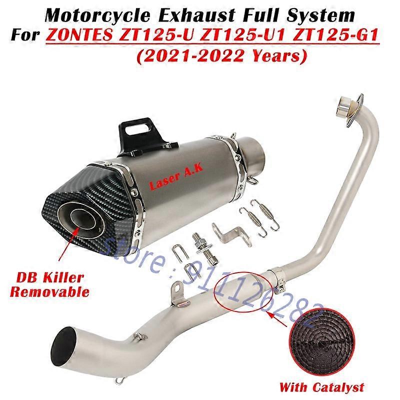 For ZONTES ZT125-U ZT125-U1 ZT125-G1 ZT125 U1 G1 Motorcycle Exhaust Escape Full System Modify Muffler With Catalyst DB Killer