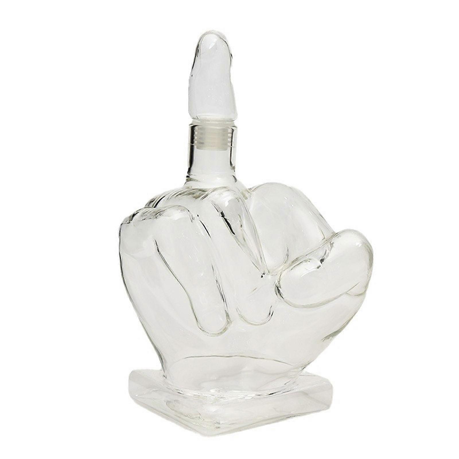 Ανδρική Καράφα Ουίσκι, Fun Middle Finger Glass Decanter, Δοχείο κρασιού 1000ml Νέο