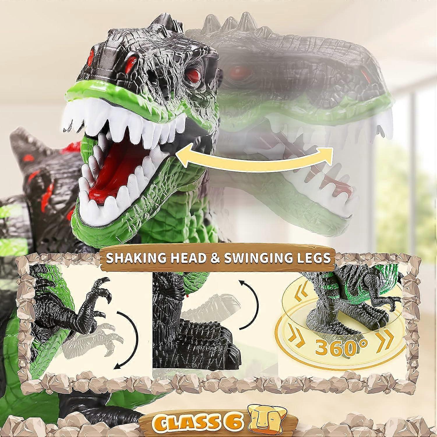 Joyin op afstand bedienbare led-speelgoeddinosaurus, elektronische T-Rex, loopt en brult, met lichtgevende ogen en schuddende kop, voor kleine jongens en meisjes