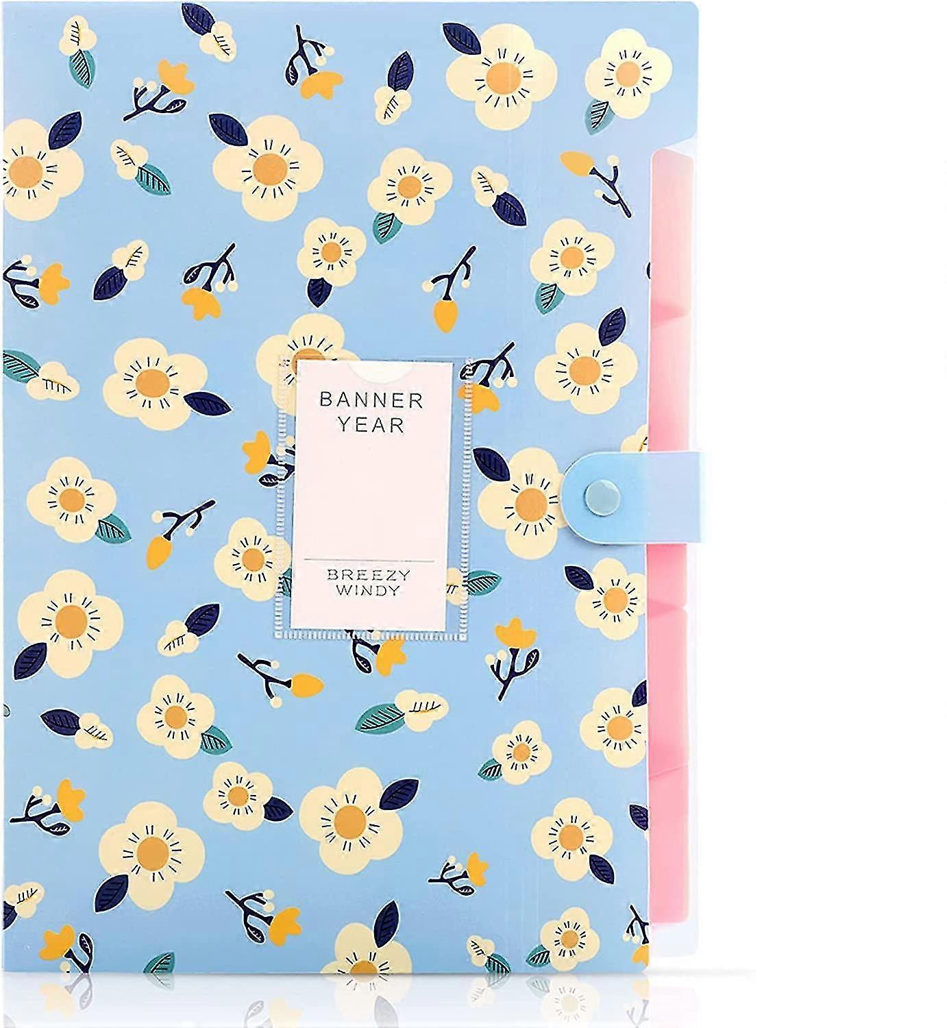 Expandable Expanding File,Expanding File Folder A4, Expanding File Organiser with 6 Pockets,Filing Folder Organiser,Floral Printed Folders for Paperwo