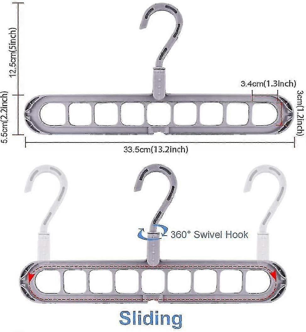 Pack de 6 cintres à vêtements Multi Hanger Organisateur peu encombrant Garde-robe robuste Garde-robe peu encombrante Cintre à vêtements peu encombrant avec 9 trous (6