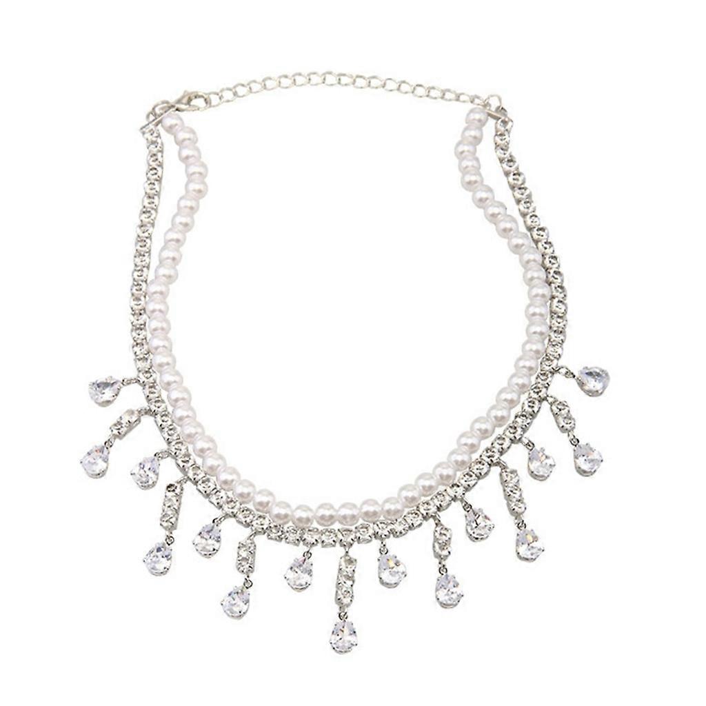 Water Drop Pendentif Collier Double couche Pull Chaîne Strass Accessoires