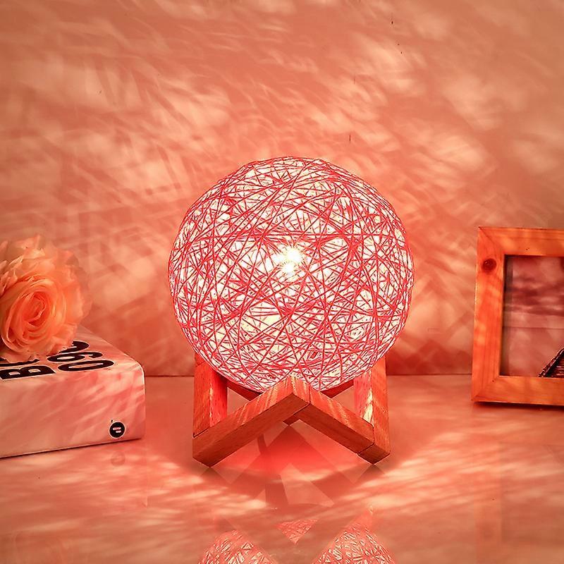 Creative starry table lamp with USB socket, romantic night light, INS Wind, bedroom bedside lamp, net rattan, ball, moon