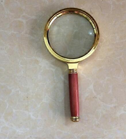 Reading Magnifier Hand Held Mahogany Handle Optical Lens Gray Jewelry Checking Maps Handheld Bright Red Magnifying Glass