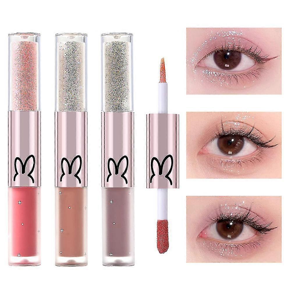 3pcs/set Double-headed Liquid Eye Shadow Matte Sequins Eye Makeup Lying Silkworm Brightening Liquid
